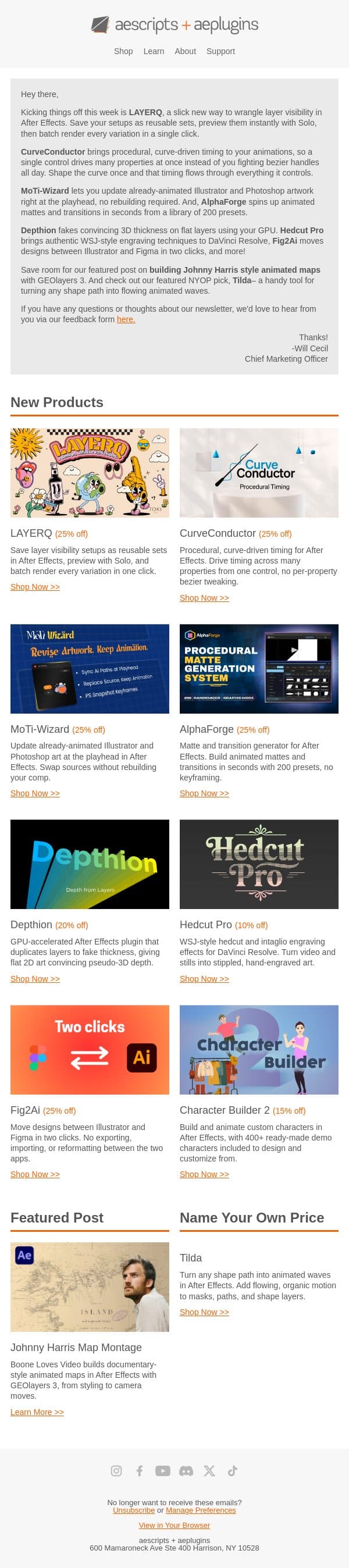 đź’Ą LAYERQ, CurveConductor, MoTi-Wizard, & More! email from Bodymovin screenshot