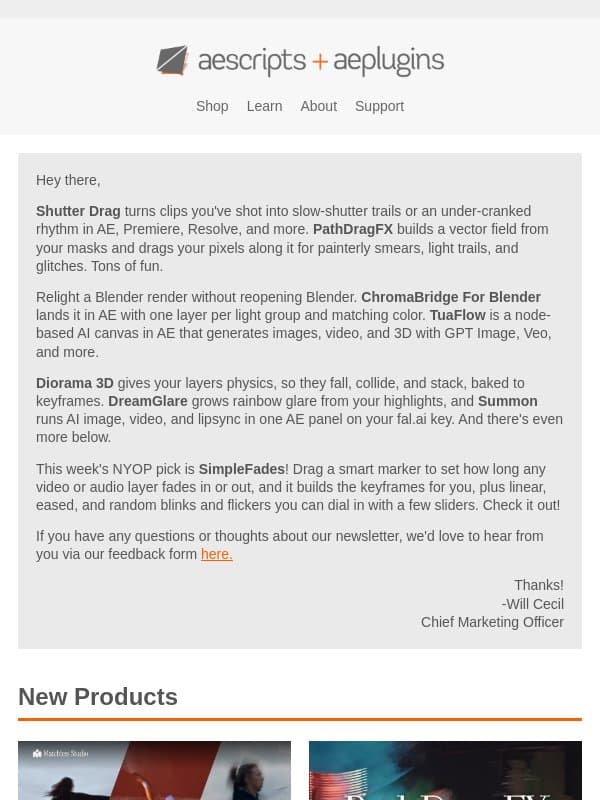 đź’Ą Shutter Drag, PathDragFX, ChromaBridge, & More! email from Bodymovin