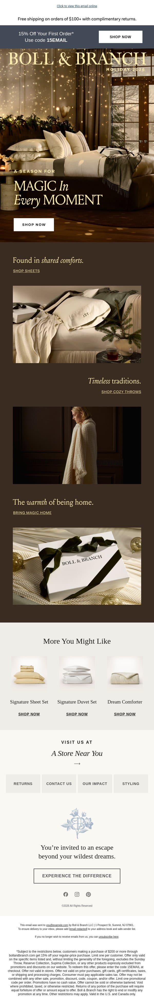 This is the feeling you wait all year for email from Boll & Branch screenshot