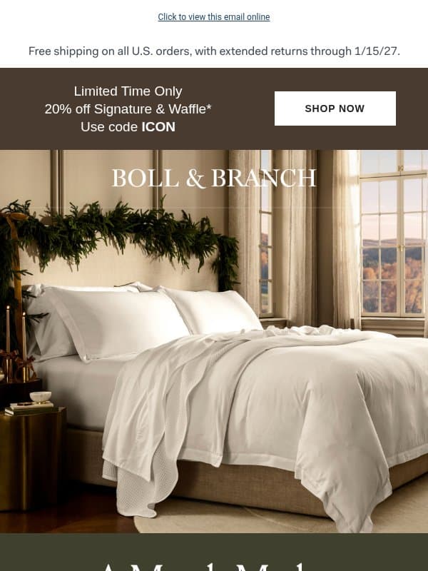 2 Bestsellers. Now 20% off email from Boll & Branch