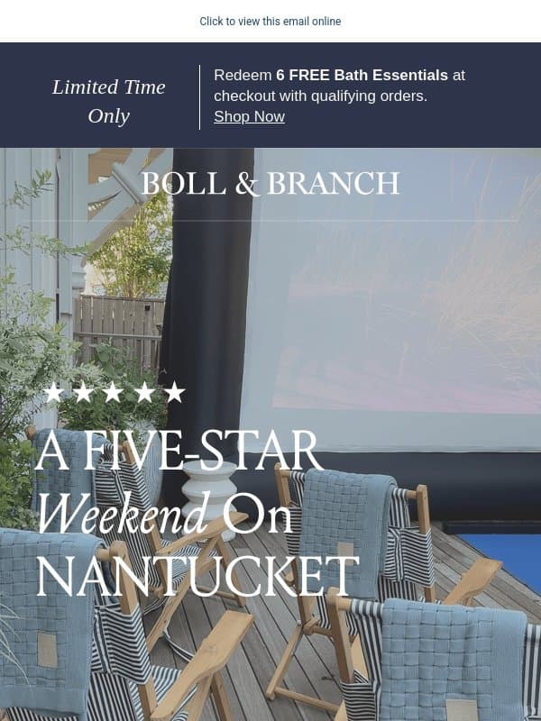 Greetings from Nantucket 🐚 email from Boll & Branch