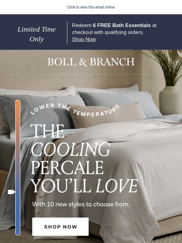 Summer’s heating up: shop new Percale email from Boll & Branch