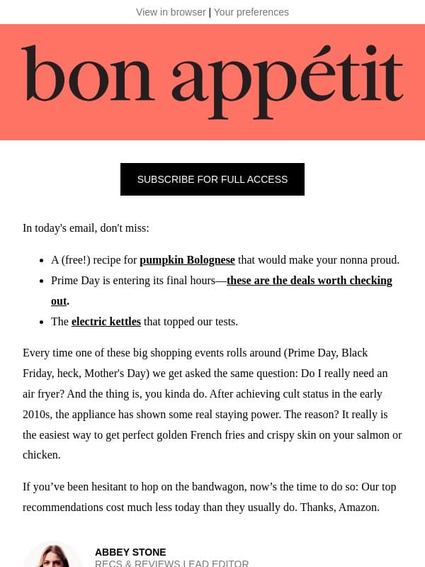 Yes, an air fryer really is worth the hype email from Bon Appétit