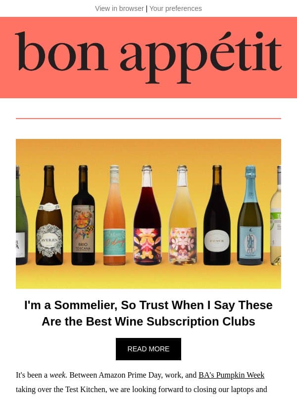 Your post-Prime Day wine down email from Bon Appétit