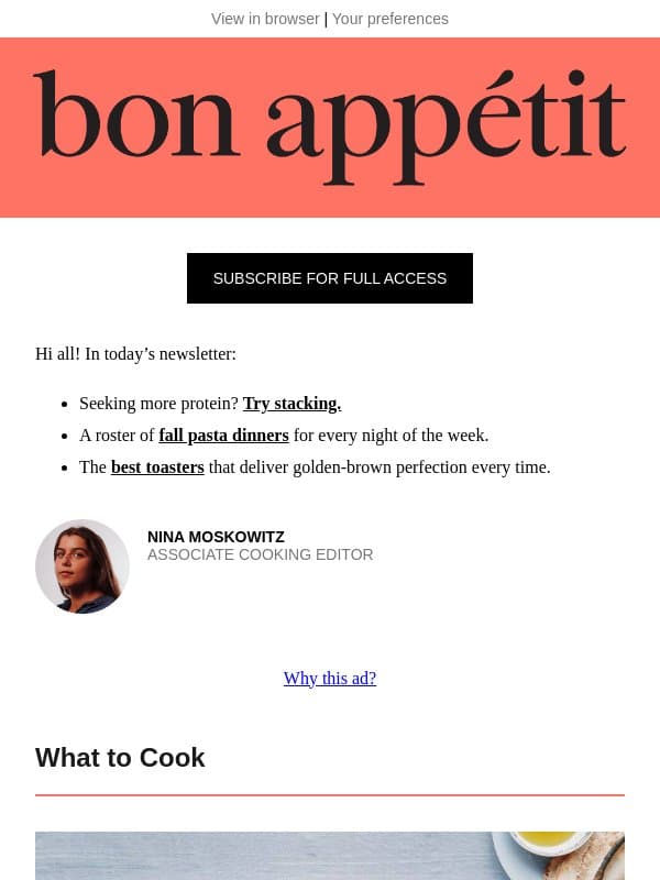 To hit your protein goals, start stacking email from Bon Appétit
