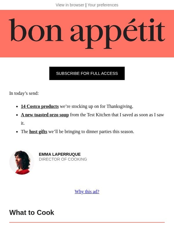 14 sneaky-smart Costco products great for Thanksgiving email from Bon Appétit