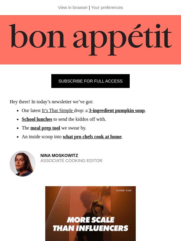 The 3-ingredient pumpkin soup youโll fall for email from Bon Appรฉtit