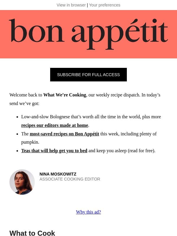 BA’s Best Bolognese email from Bon Appétit