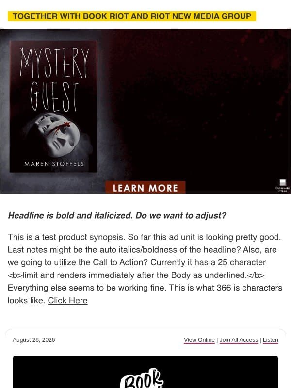 π A familiar panic email from Book Riot