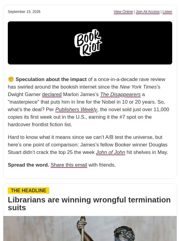 📚 Librarians are winning email from Book Riot