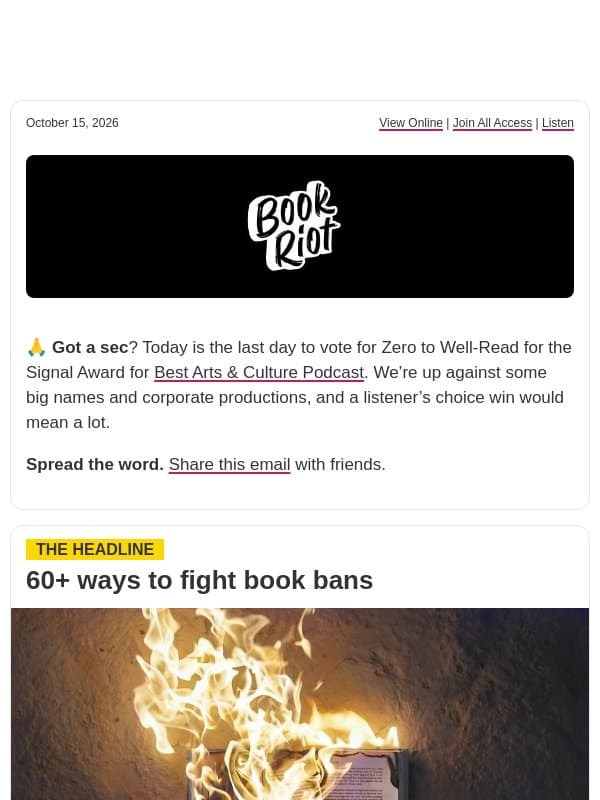 📚 A 24/7/365 gig email from Book Riot