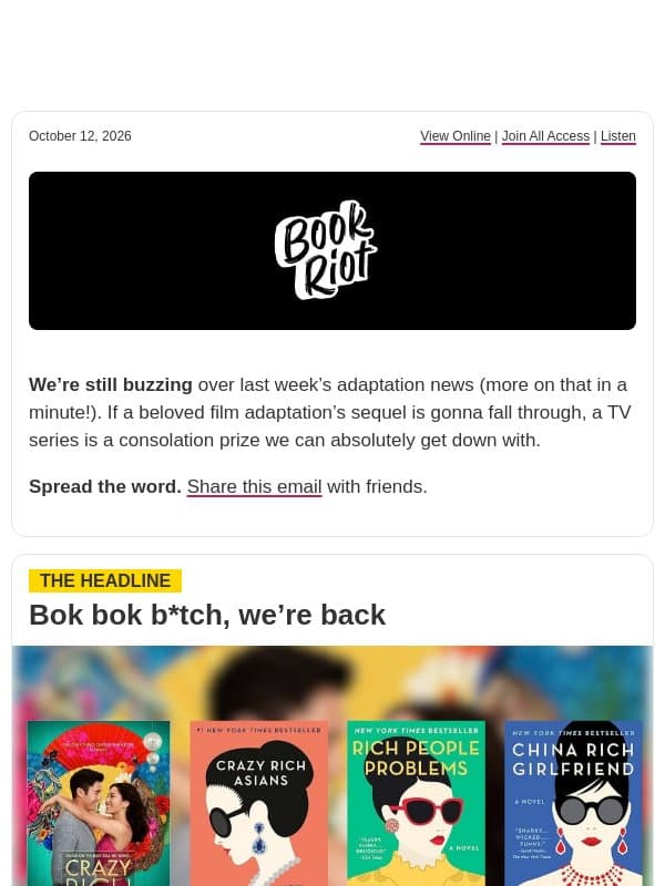 📚 Back like they never left email from Book Riot