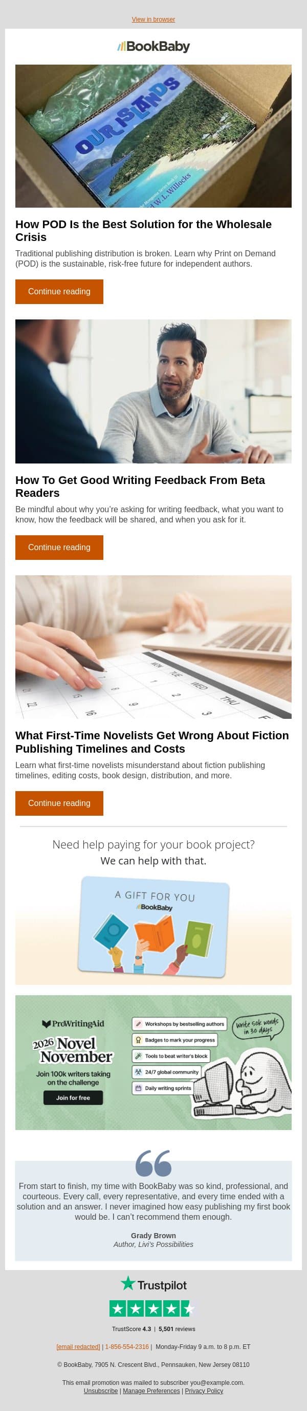 Learn the perks of POD email from BookBaby screenshot
