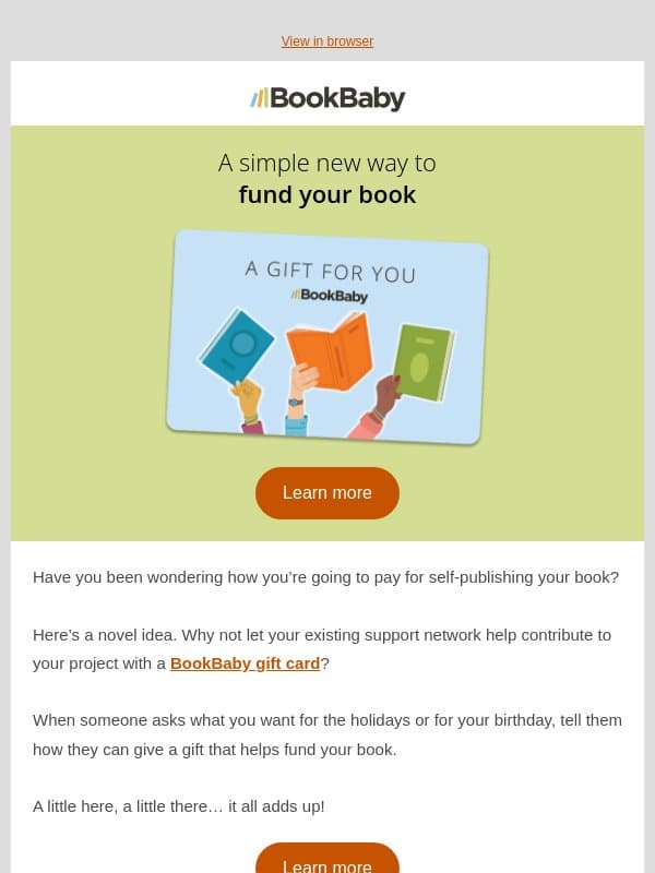 Who’s paying for your book project? email from BookBaby