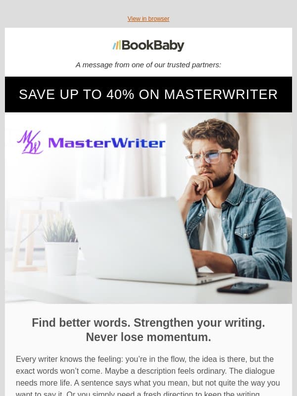 Find better words and save up to 40% on MasterWriter email from BookBaby
