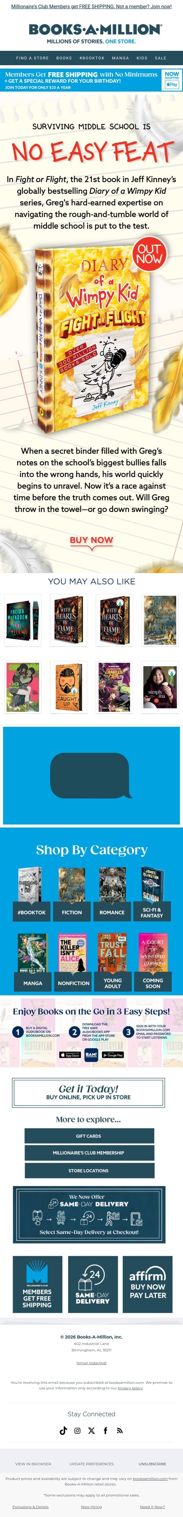 New Wimpy Kid is Here π₯ email from Books-A-Million screenshot