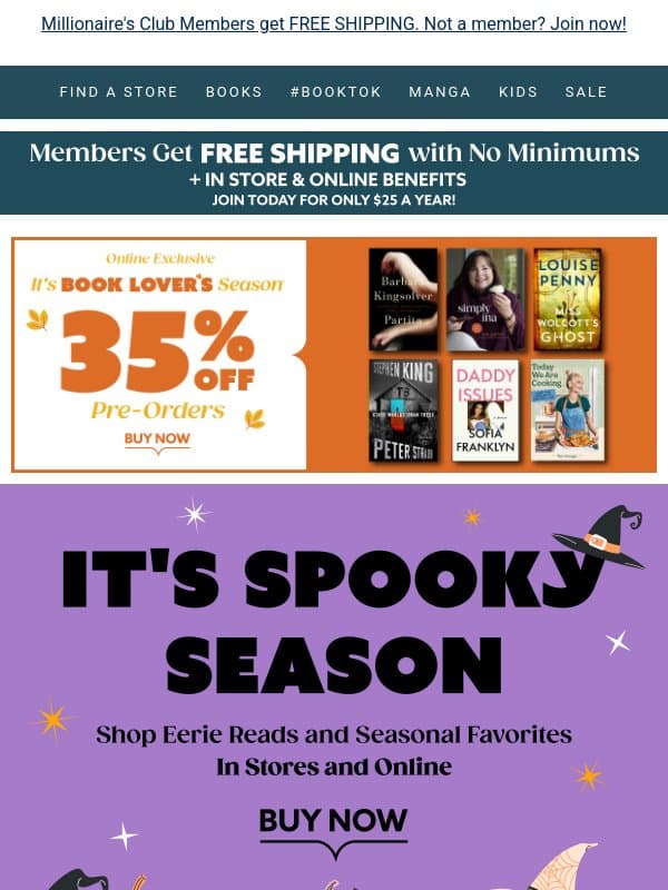 35% Off Pre-Orders for Book Lover's Season email from Books-A-Million