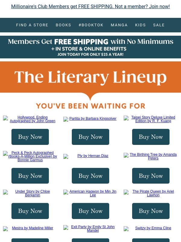 The Literary Lineup You've Been Waiting For email from Books-A-Million