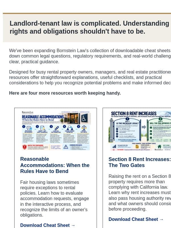 More handouts. Less Head-Scratching email from Bornstein Law