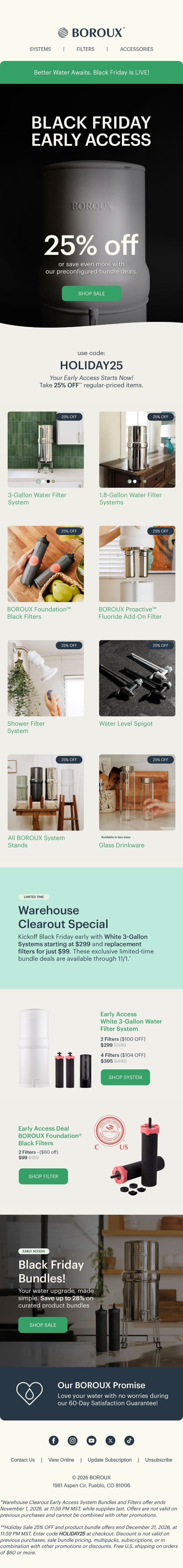 Scary Good Deals: 25% Off đź‘» Early Access Sale email from BOROUX screenshot
