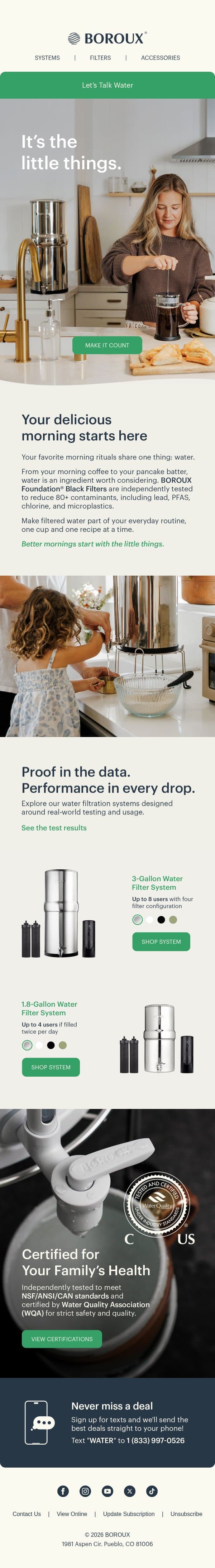 One Little Thing 💧 A Big Part of Your Day email from BOROUX screenshot