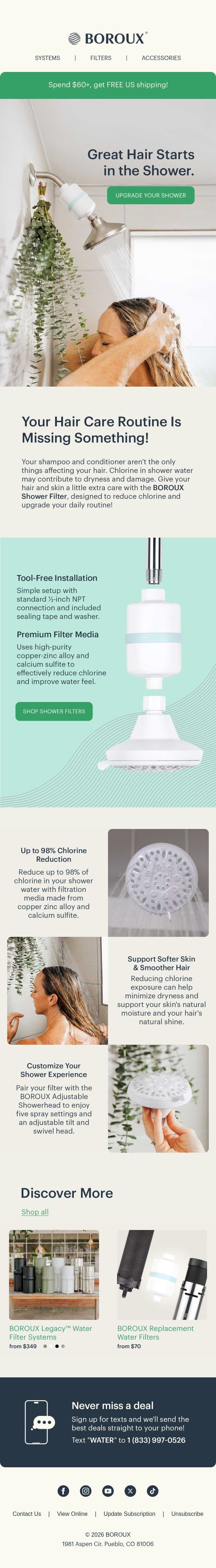 🚿 Chlorine in Your Shower? email from BOROUX screenshot