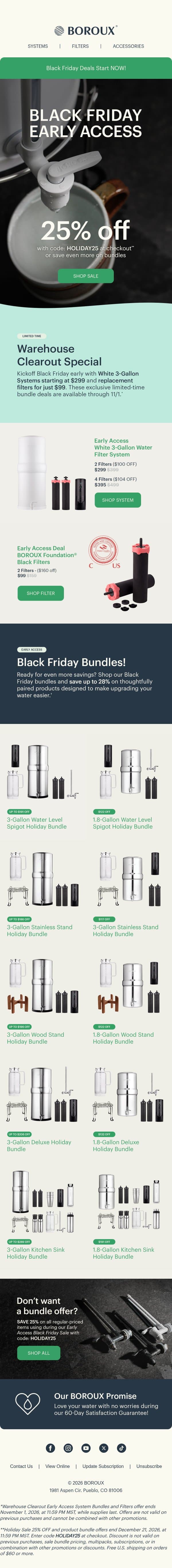 Psst… Black Friday Came Early 🤩 25% OFF Sitewide email from BOROUX screenshot