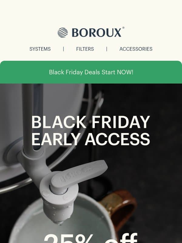 Psst… Black Friday Came Early 🤩 25% OFF Sitewide email from BOROUX