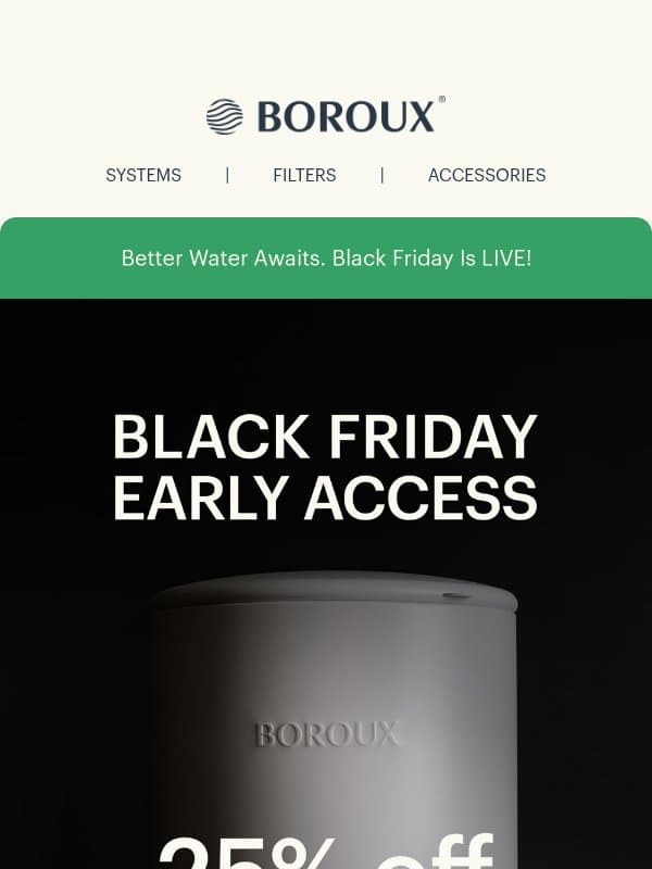 Scary Good Deals: 25% Off 👻 Early Access Sale email from BOROUX