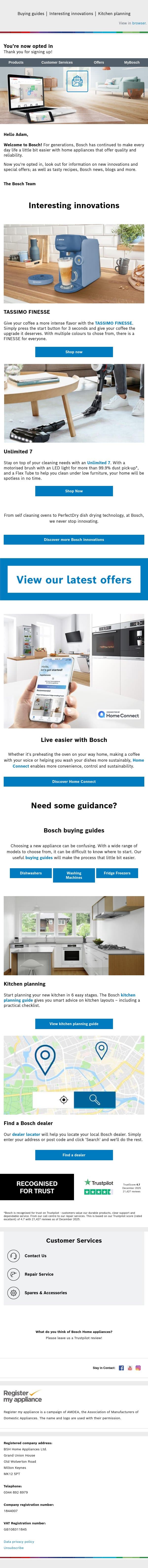 Welcome to Bosch! email from Bosch UK screenshot