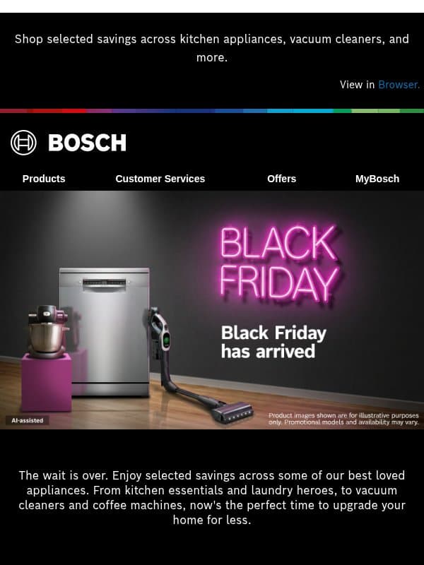 Black Friday savings are here email from Bosch UK