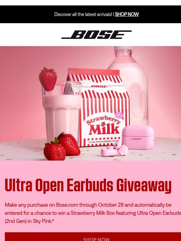 You could win our Ultra Open Earbuds (2nd Gen)! email from Bose