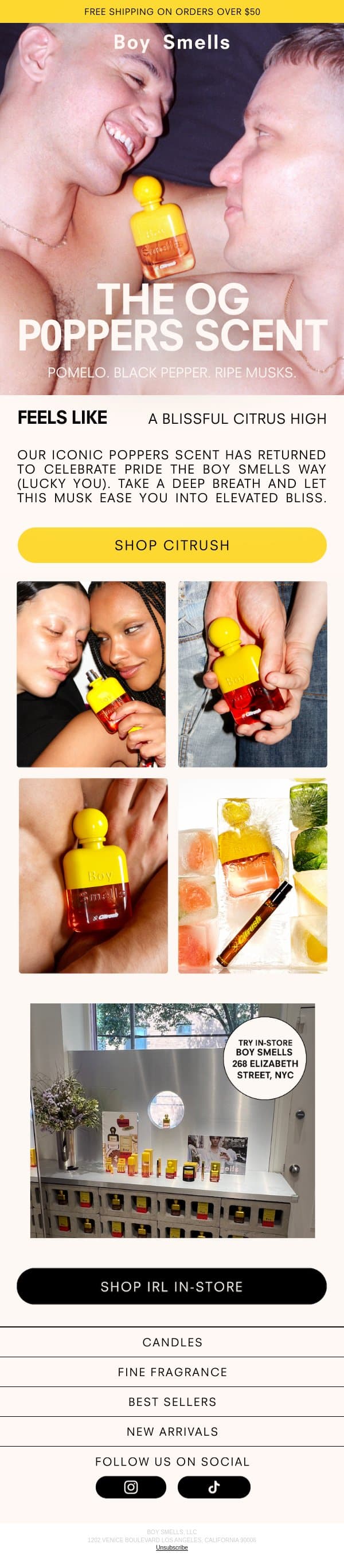 The OG P0ppers Scent email from Boy Smells screenshot
