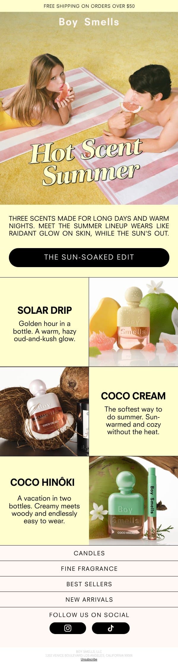 Summer Scent Series email from Boy Smells screenshot
