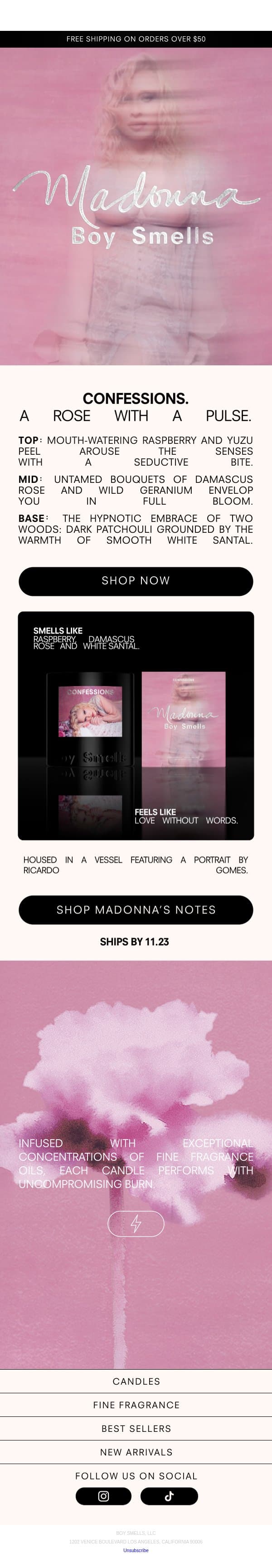 MADONNA X BOY SMELLS email from Boy Smells screenshot