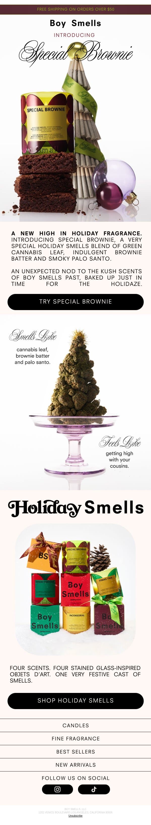 Holiday's New Crowd Pleaser email from Boy Smells screenshot