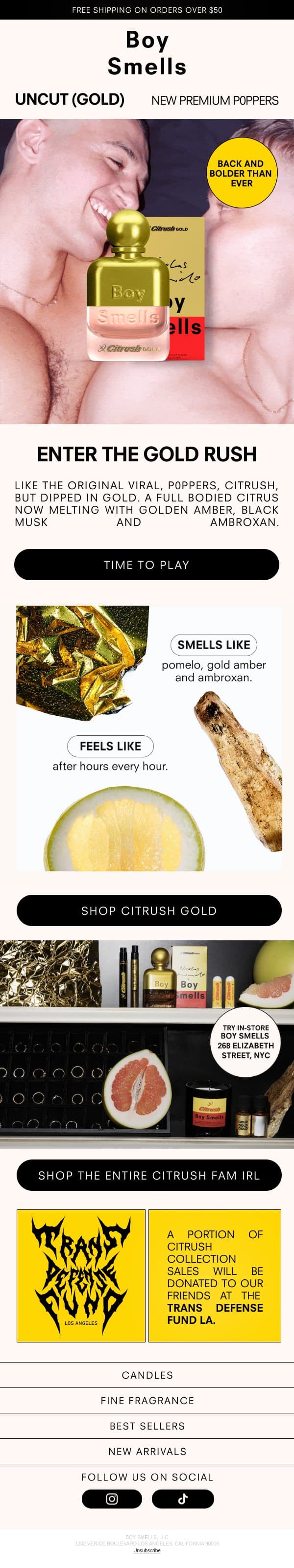 ENTER THE GOLD RUSH ✨ email from Boy Smells screenshot