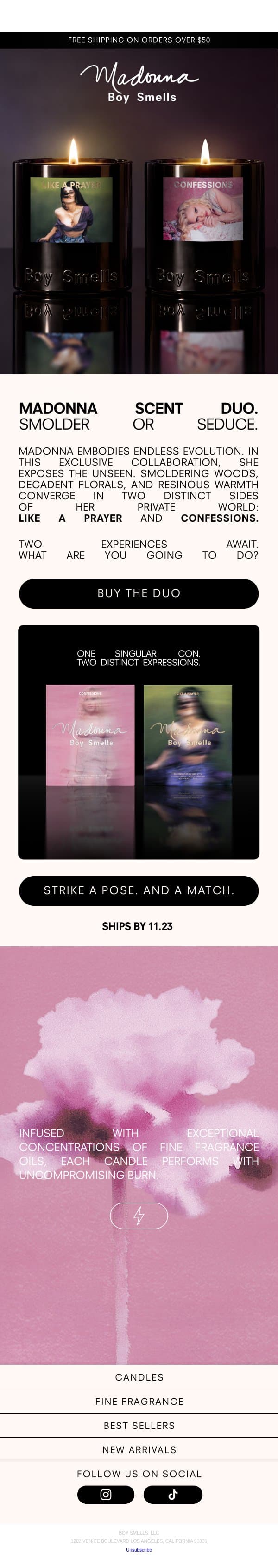 MADONNA SCENT DUO email from Boy Smells screenshot