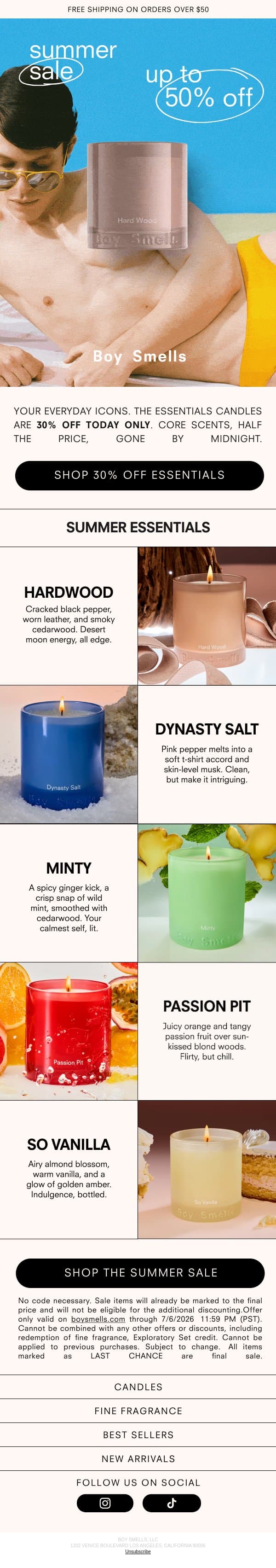 π 50% off is almost over email from Boy Smells screenshot