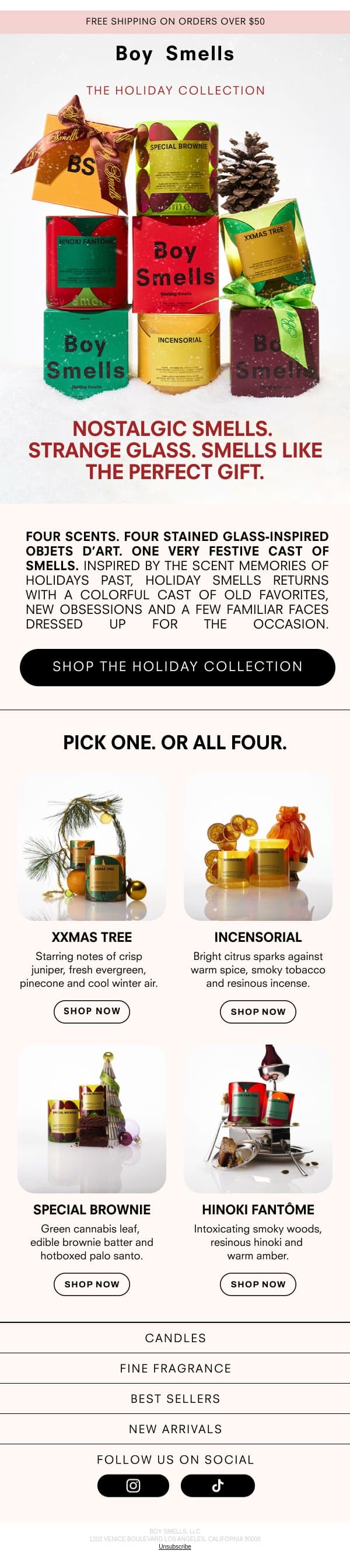 A Very Festive Cast of Smells email from Boy Smells screenshot