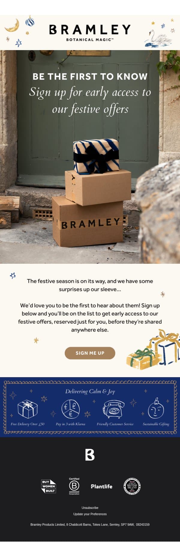 Be the first to know... email from Bramley screenshot