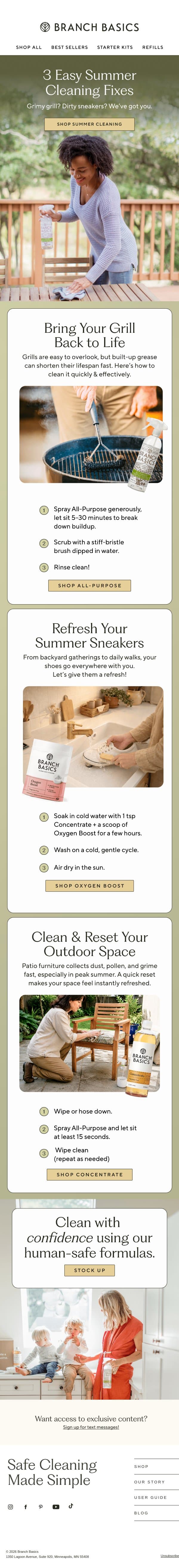 Greasy grill or dirty sneakers? Here's your summer reset email from Branch Basics screenshot