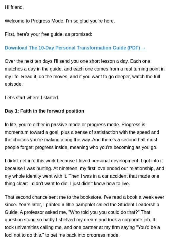 10-day Guide. Day 1: Faith email from Brendon Burchard