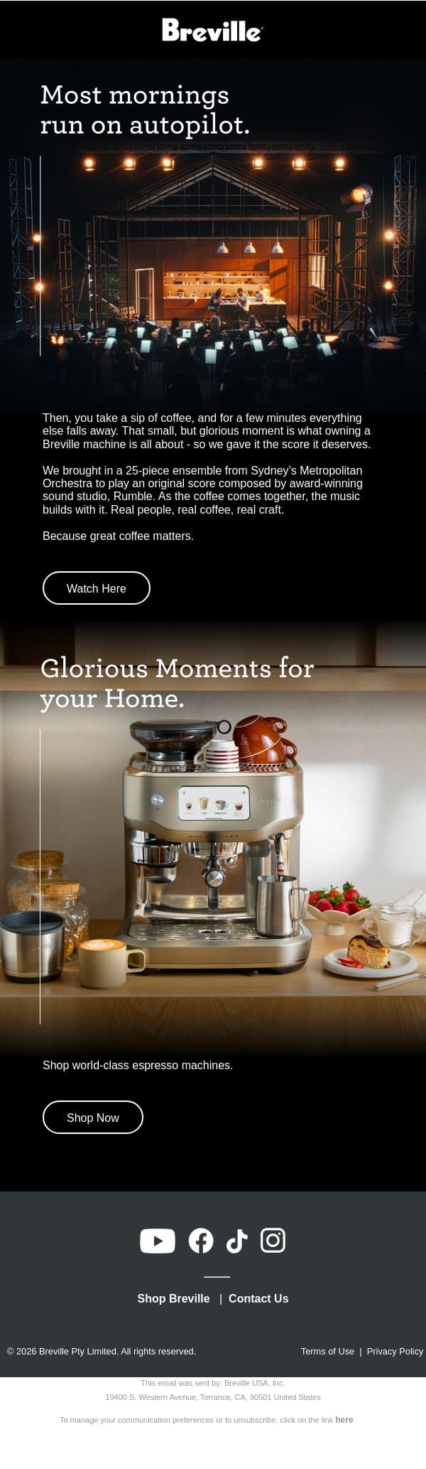Glorious Moments for your Home. email from Breville screenshot