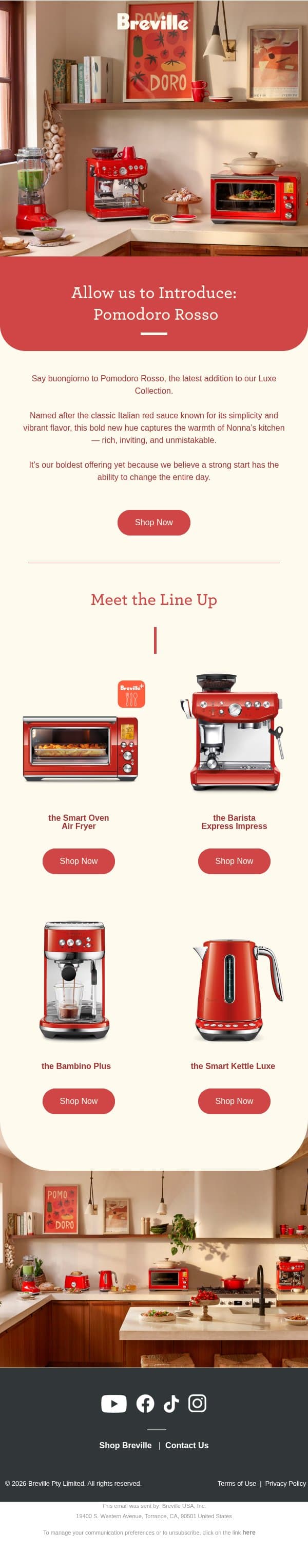 Say Buongiorno to Pomodoro Rosso email from Breville screenshot