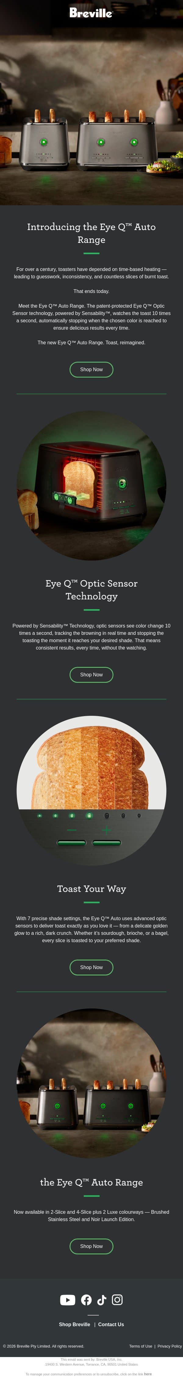 Introducing the Eye Q™ Auto Range email from Breville screenshot