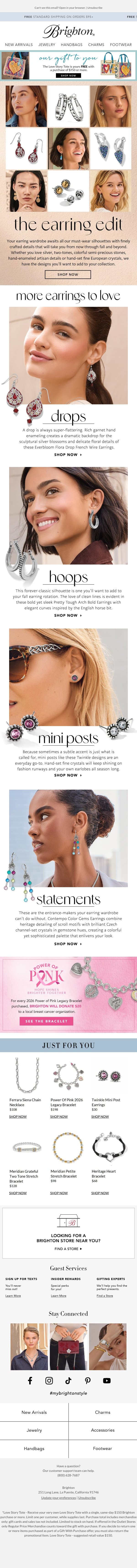 New Earrings are In Your Future email from Brighton Collectibles screenshot