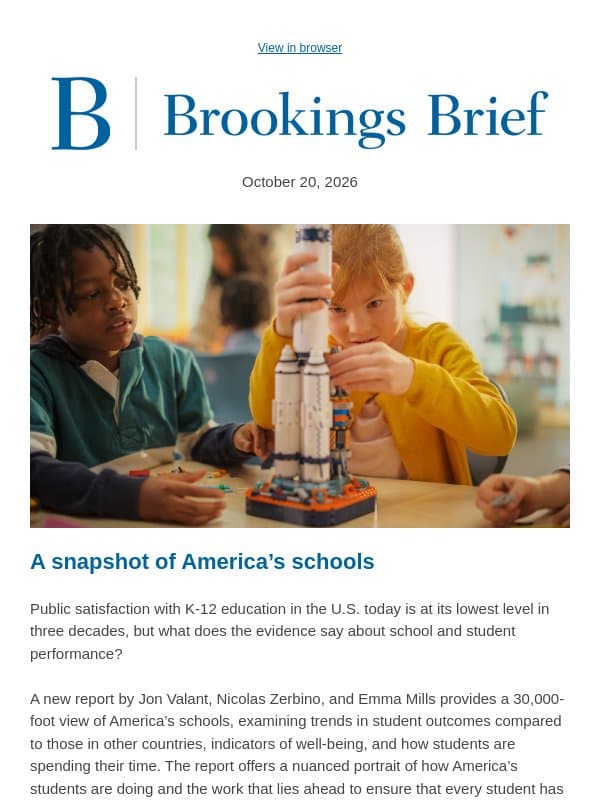 How are America’s students really doing? email from Brookings Institution