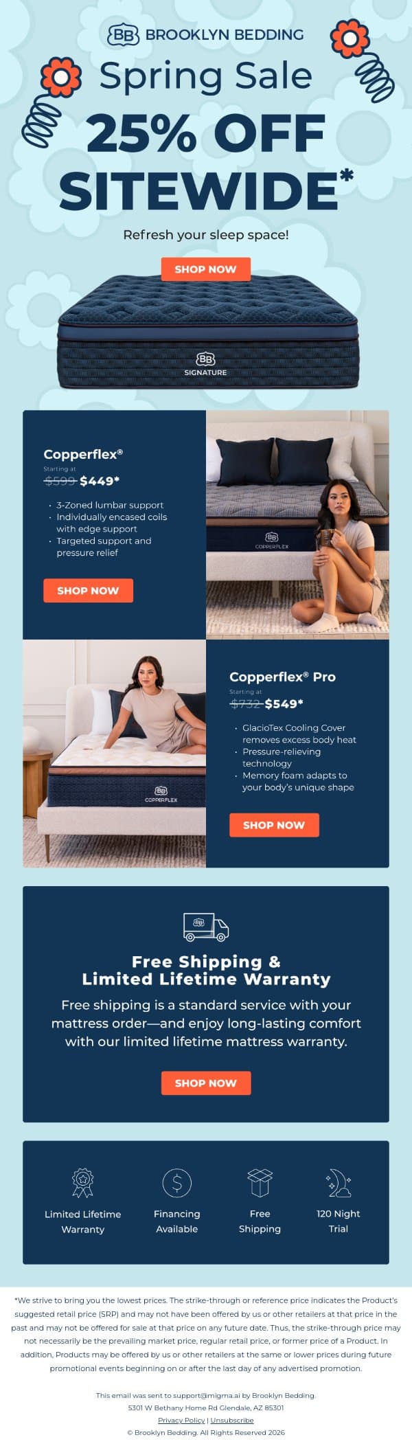 Dreamy Deal Alert! 25% OFF π¨ email from Brooklyn Bedding screenshot