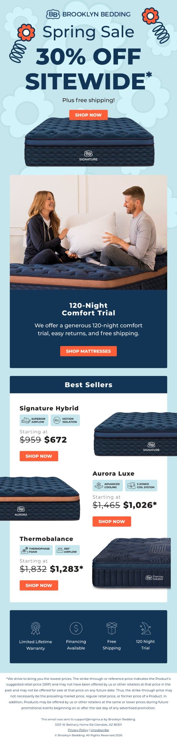 New Season, New Sleep, 30% OFF email from Brooklyn Bedding screenshot